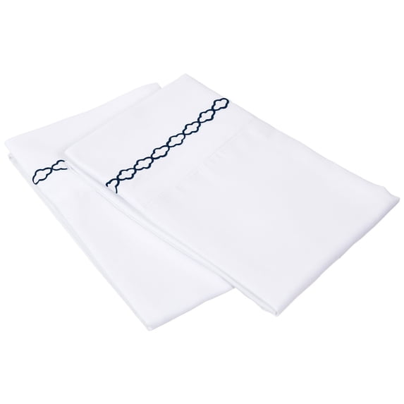 Clouds Embroidery Microfiber Pillowcases White/Navy / King