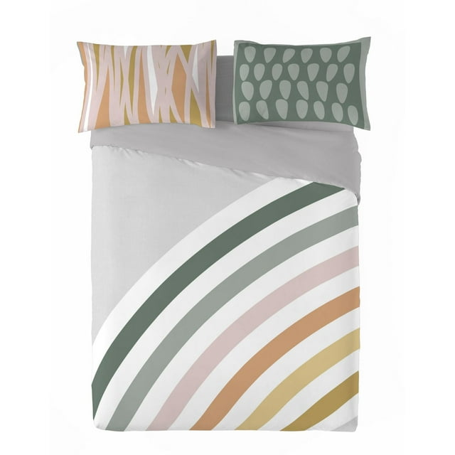 Ensemble de housse de couette Rainbow de Gouchee Home – Literie réversible moderne à motifs géométriques en percale de coton, 3 pièces
