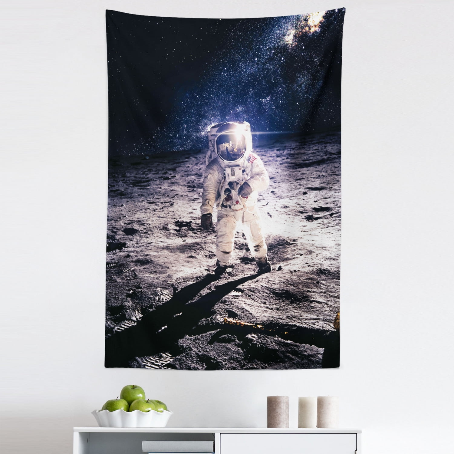 Space Tapestry, Spaceman on Moon Surface Orbit Science Exploring
