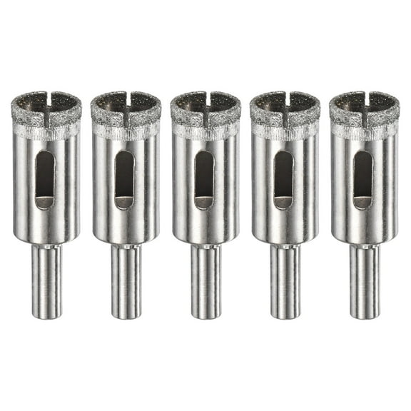 5-Pack Diamond Hole Saw Drill Bit, 0.63 Inch / 16mm Glass Drill Bit for Ceramic/Marble [Silver Tone]