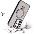 thumbnail image 6 of For Samsung Galaxy S24+ /S24 Plus Magnetic Metal Chrome Matte Built-in Compatible with MagSafe Stand Hybrid Shock Armor TPU Cover ,Xpm Phone Case [ Purple ], 6 of 7