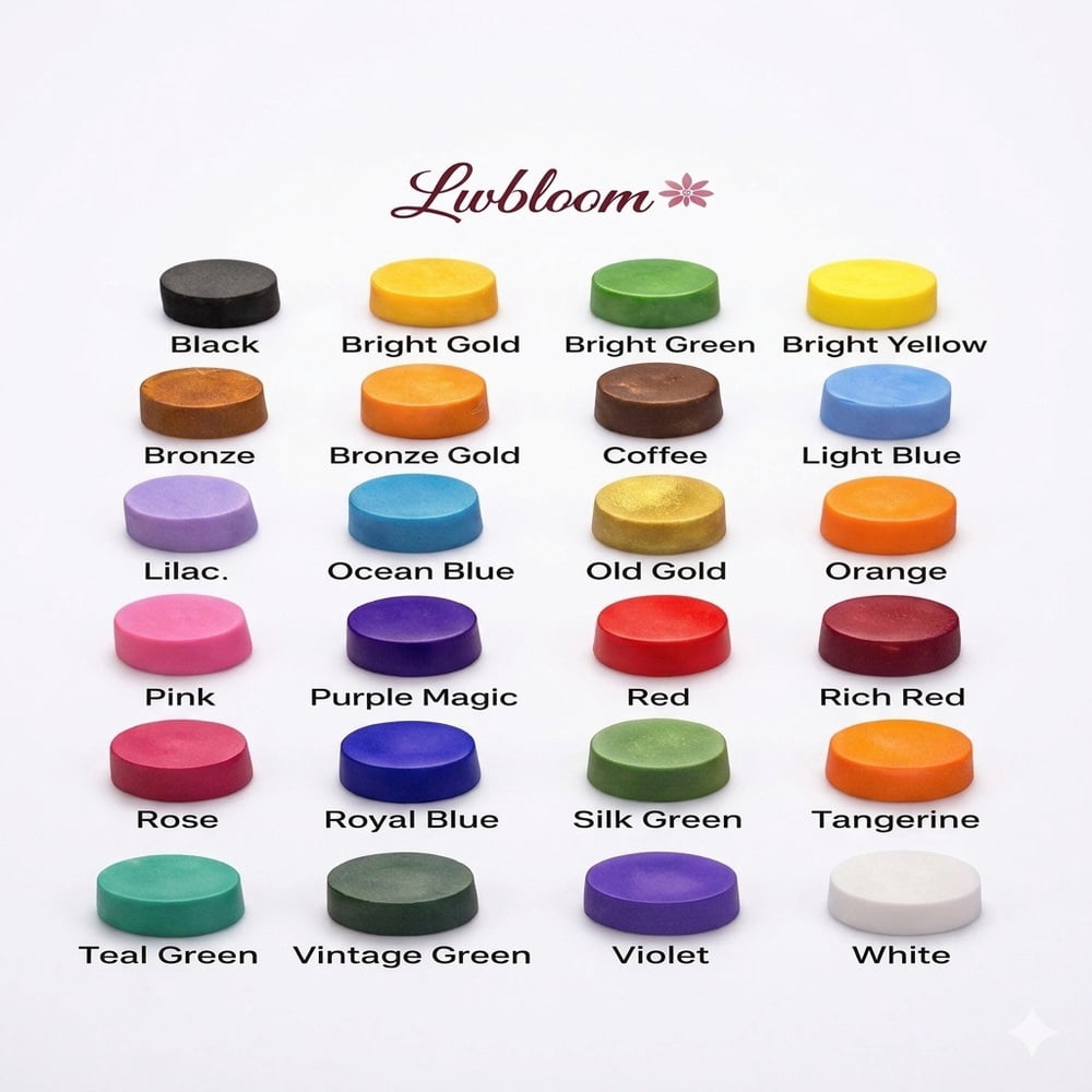 LwBloom Candle Color Dye Chips – 240 Pieces, 24 Vibrant Colors, Candle Making Dye for Soy, Beeswax & Paraffin, Long Lasting Wax Color Chips