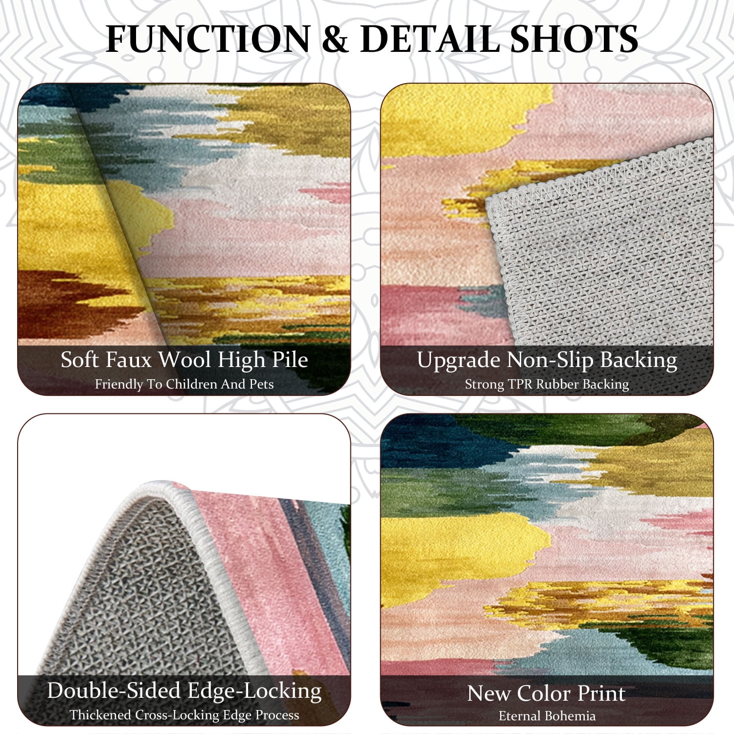 3 Piece Kitchen Rug Set, Non-Slip And Washable, Abstract Pattern Kitchen Hallway Rug, Soft And Comfortable, Suitable For Sinks, Floors, Entrances, Hallways and Bathrooms