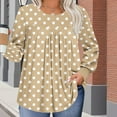 thumbnail image 4 of Blmnix Womens Plus Tops Polka Dot Fall Basic Khaki Oversized Women's Tops Dressy Casual Crew Neck Long Sleeve Blouses, 4 of 6