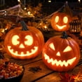 thumbnail image 5 of Halloween LED Glowing Pumpkin Ornaments Set, Assorted Face Jack-O-Lantern Mini Lights for Festive Table Scenery and Holiday Party Favor Decoration, 5 of 5