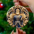 thumbnail image 1 of Nutracker Christmas Ornament, Dated Gold Blue Tree Ornament, Holiday Gift, Ceramic Round O - As Picture - 1-Pack, 1 of 1