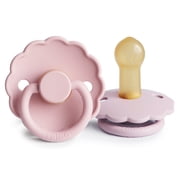 FRIGG Daisy Natural Rubber Pacifier 2-Pack, 6-18 months, Baby Pink/Soft Lilac