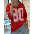 thumbnail image 2 of Jersey Tops for Women Y2k Oversized T Shirt Number Graphic Tees V Neck Half Sleeve Shirt Streetwear, 2 of 6