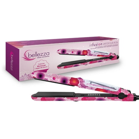 Bellezza Mettalic Rubber 1.25-inch Pink Blossom Steam Flat (Best Steam Hair Iron)