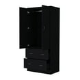 thumbnail image 7 of Nmkwnr Wood Armoire with 2 Drawers and Hanging Rod, 2 Doors Clothes Storage Cabinet for Bedroom, Living Room, Black, 7 of 7