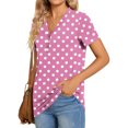 thumbnail image 3 of Jalioing Women's Short Sleeve Summer Tops Print V Neck Button Tunic Shirts Loose Casual Summer Blouses Clothes, 3 of 7