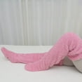 thumbnail image 6 of 1 Pair Winter Floor Socks Thick Double Sided Velvet Solid Color Over-the-knee Length Elastic Anti-slip Warm Cozy Soft Unisex Home Floor Stockings Leg Warmers, 6 of 7