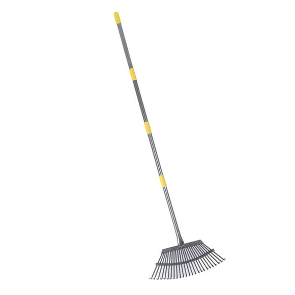 Rake Garden Rake Wide Leaf Rake for Shrub with 25 Tines Yard Thatching Rake with Adjustable Handle for Picking Leaves Grass Clippings Garbage