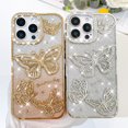 thumbnail image 3 of OOK for iPhone 16 Pro Case, Cute 3D Diamond Butterfly Pattern Luxury Slim Plating Bling Glitter Protective Phone Case with Screen Protector for Girls Women, Silver, 3 of 6