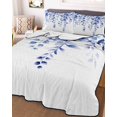 thumbnail image 2 of Quilts Twin XL Size, Navy Blue Eucalyptus Leaves Soft Comforter Bedding Set for Bed, Spring Rustic Botanical Lightweight Quilted Bedspread with Pillow Cover(2 Pieces) for All Season, 68x98 Inch, 2 of 6