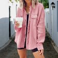 thumbnail image 1 of Bolsillos Chaqueta casual Mujer básica Camisas de punto tipo gofre Traje de vacaciones de manga larga, 1 of 9