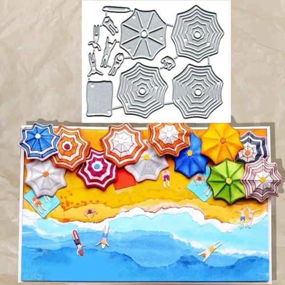 Troqueles de corte metálicos Anxendong Parasol Beach 9 x 7 cm