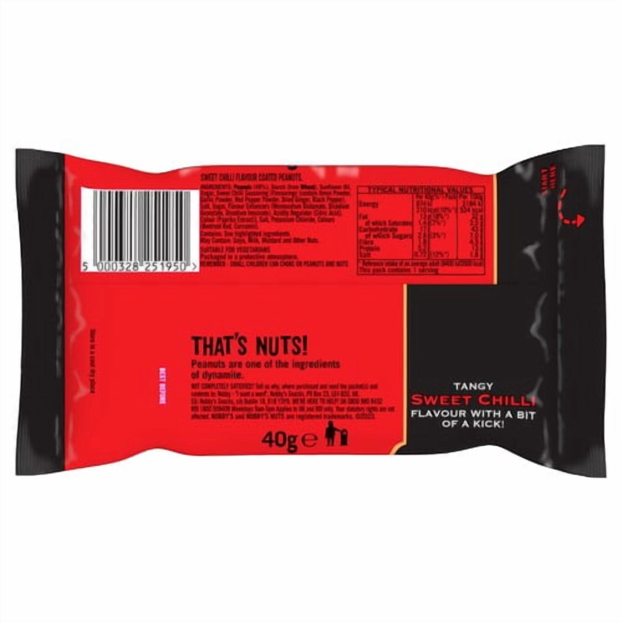 Nobby's Nuts Sweet Chilli Coated Peanuts 40g, British Import (Pack of 3)