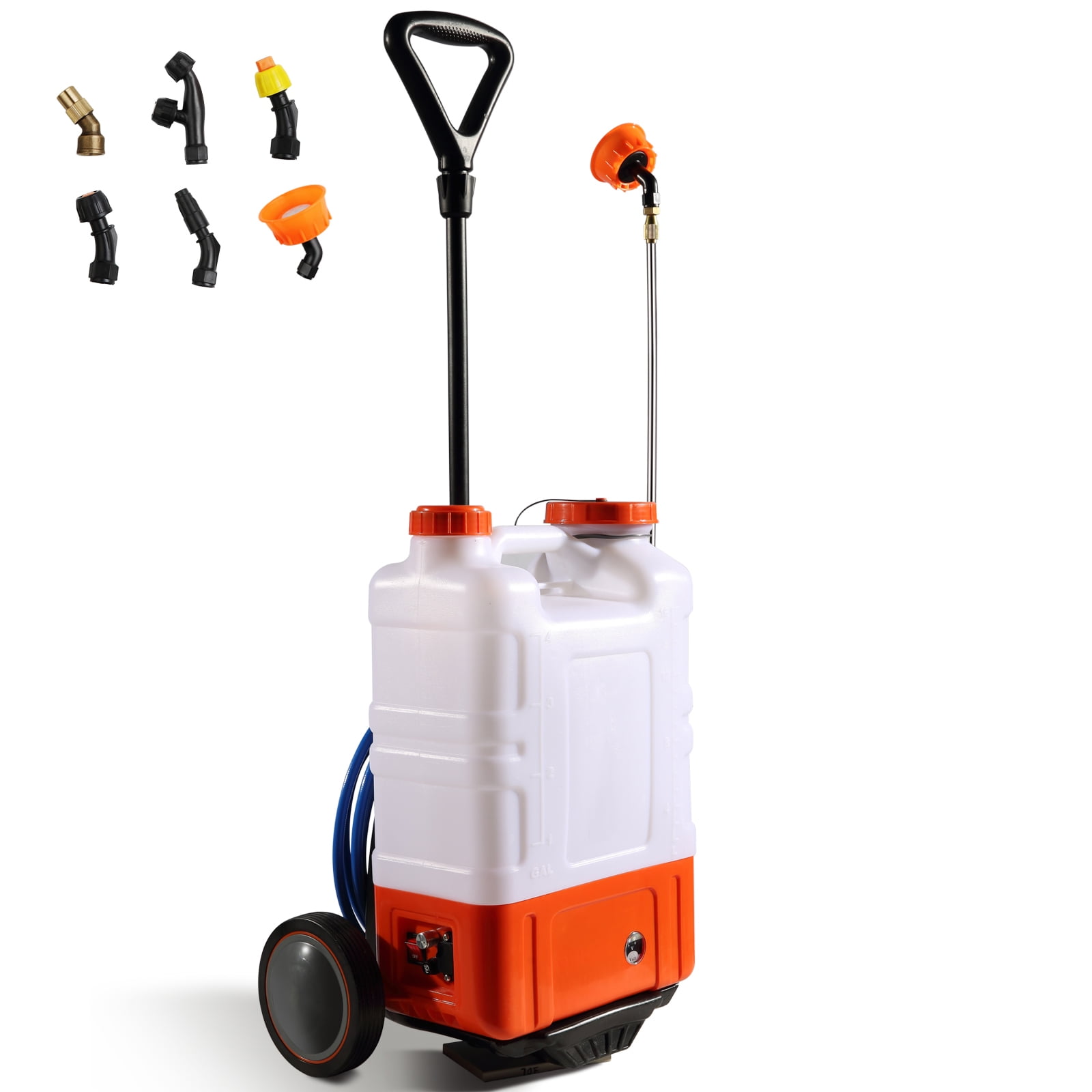 BENTISM Battery Powered Backpack Sprayer with Wheel 4 Gal Tank 0-94 PSI Adjustable