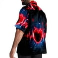 thumbnail image 3 of Valentine's Day Love ECG Men's Button Down Hawaiian Poplin Shirt Summer Beach Printed Casual Short Sleeve Unisex Shirts, 3 of 6