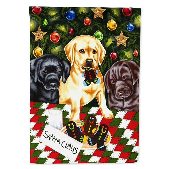Carolines Treasures AMB1314CHF Santas Helpers in Christmas Stockings Labrador Flag Canvas House Size  Large multicolor