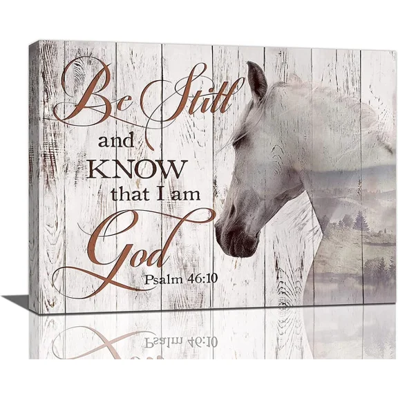 Kna Prints - Cchristian L Art Rustic White Horse Pictures Ecorr Be Still And For Home Decor, Living Room, Bedroom, Office, UNFRAMED-8x12