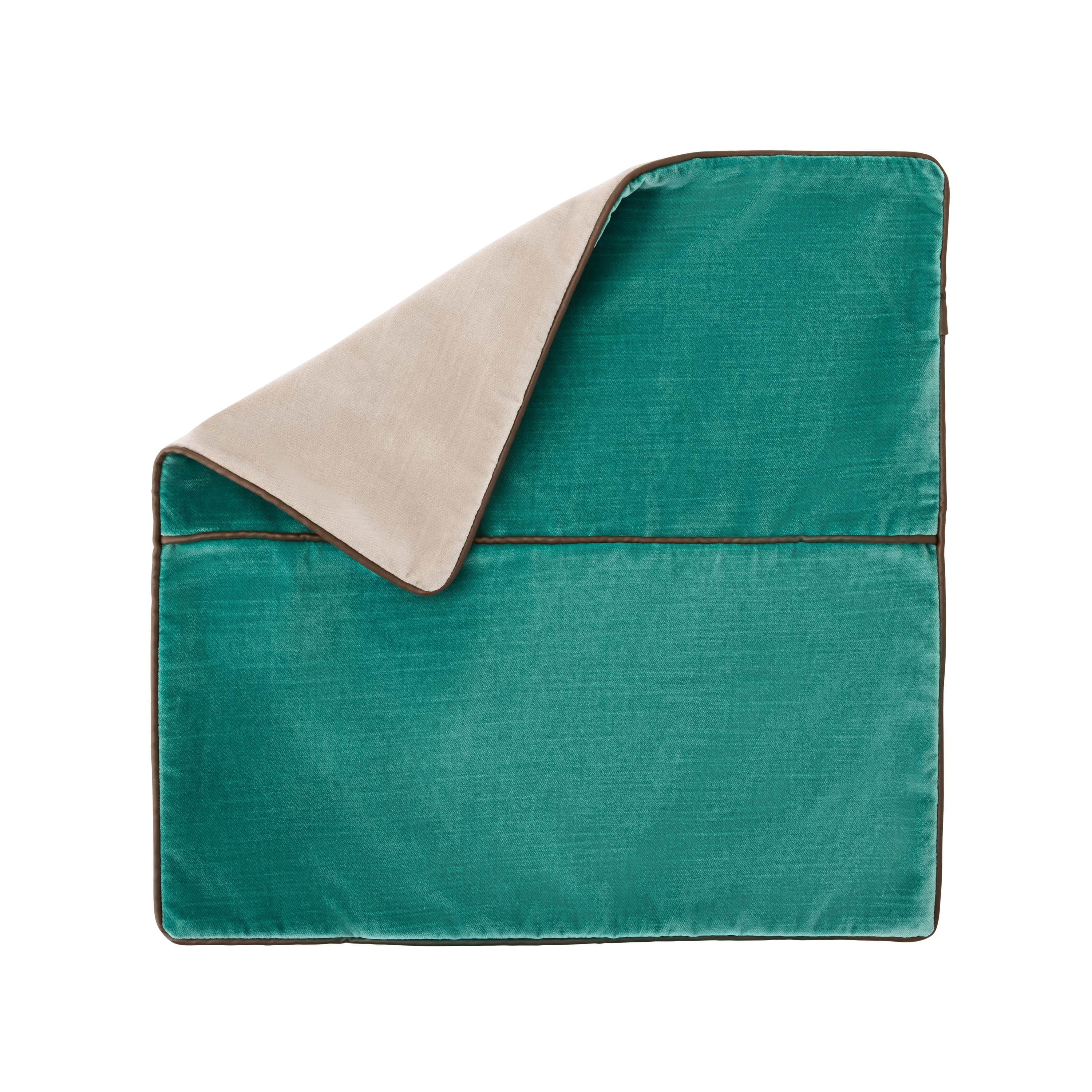 Mainstays 18" x 18" Greenbrier Velvet With Faux Leather Trim Polyester Decorative Pillow Cover