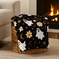 thumbnail image 3 of The Big One Plush Halloween Throw Blanket, Peaceful Ghosts Design, Black Cozy 60" x 72", 3 of 7