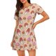 thumbnail image 1 of Balery 70s Mushroom Camisón de manga corta con cuello redondo para mujer, cómodo y elegante., 1 of 6