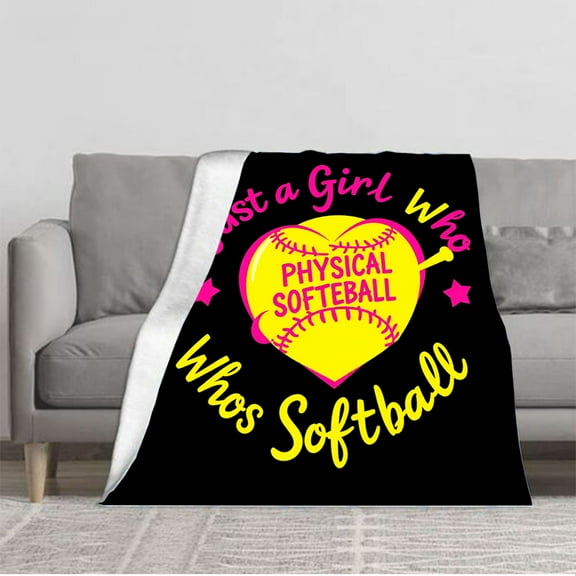 Cozy Flannel Blanket - Soft Warm Durable Design with Heart - Shaped Softball Pattern Perfect for Sofa Travel Bed and Chair