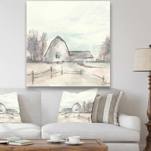 Designart - Grange de Ferme Grise VIII - Art Mural sur Toile Premium Moderne