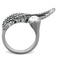 thumbnail image 3 of Luxe Jewelry Designs Stainless Steel Women's Wing Shaped Ring with Clear Crystals - Size 5, 3 of 4