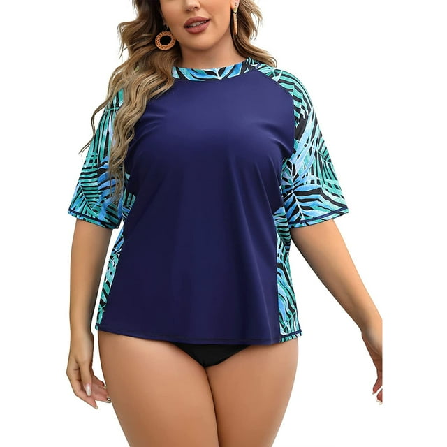BeautyIn Plus Size Women's Rashguard UPF 50+ Active Rash Guard Swimwear