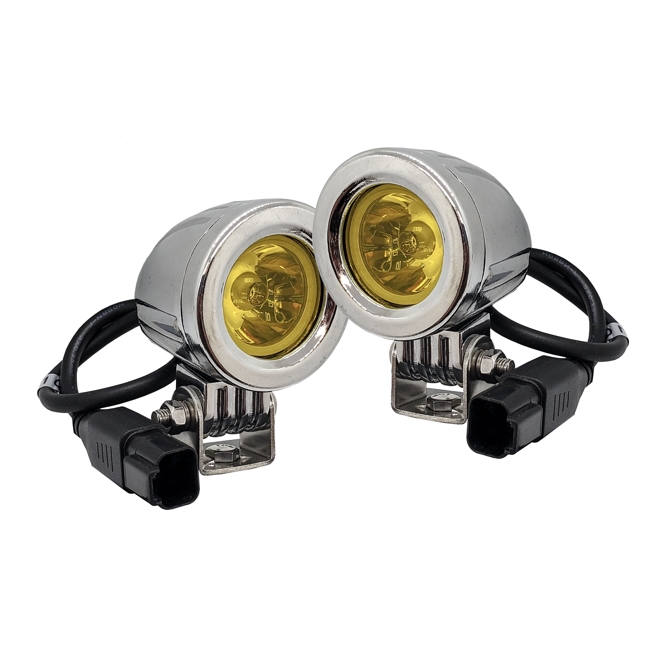 OZ-USA Amber LED Fog Lights Chrome Mini Trail Lights 20W Spot Beam for Motorcycle Off-Road Truck ATV UTV RV 12V