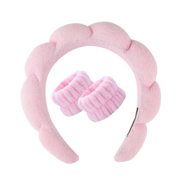 WISOLT Pink Headband Set - Spa Quality, Chic Style for Makeup & Skincare