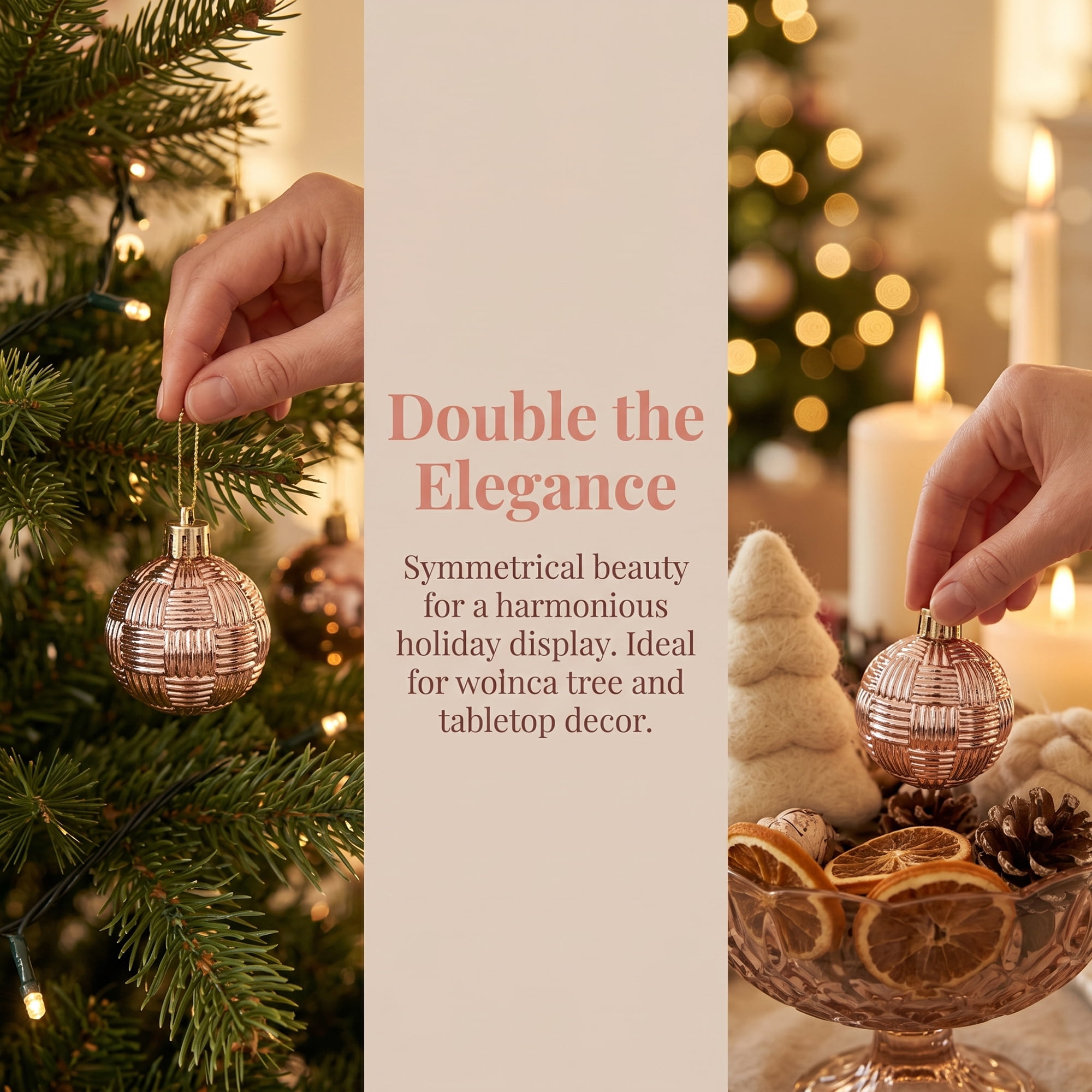 Unique Bargains 6Pcs Woven Texture Balls Mini Decorative Spheres Orbs Rose Gold 1.6"