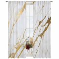 thumbnail image 2 of Sheer Curtains 96 Inches Long, White Gold Modern Light Filtering Window Curtains for Living Room, Abstract Vintage Marble Geometric Rod Pocket Voile Sheer Curtain Drapes, 52"W x 96"L, 2 Panels, 2 of 8