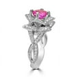 thumbnail image 3 of beryl_creation 14K White Gold Plated 2.50 Ct Round Cut Pink Sapphire & Diamond Wedding Engagement Thanksgiving Christmas Halo Ring 925 Sterling Silver For Women's -5, 3 of 3