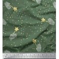 thumbnail image 1 of Soimoi Green Poly Georgette Fabric Musical Symbol & Star Print Fabric by Yard 52 Inch Wide, 1 of 3