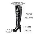 thumbnail image 6 of Slouchy Thigh High Platform Boots for Women 2025 Winter Fall Buckles Slouch Leather High Heels over The Knee Long Tall Boots Black, 6 of 7