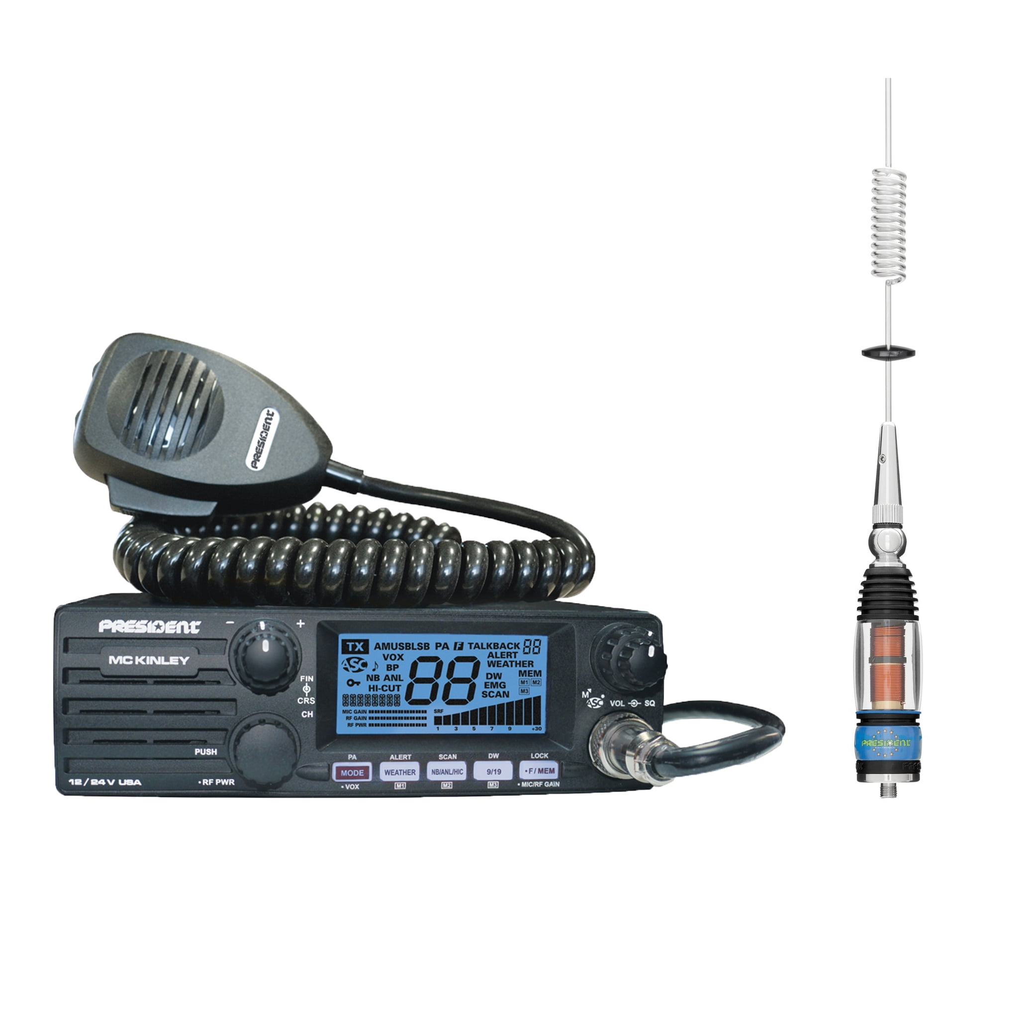 President Sideband Kit Includes: Mckinley USA CB Radio Mississippi Radial Whip CB Antenna - Walmart.com