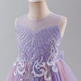 thumbnail image 6 of IBTOM CASTLE Flower Girl Sparkly Sequins Shiny Butterfly Formal Wedding Tulle Dress Junior Pageant First Communion Easter Princess Party Birthday Ball Gown 3-4T Rainbow Purple, 6 of 7