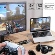 4K HDMI Capture Card for Streaming, Full HD 1080P 60FPS USB Cam Link Game Audio Video Capture Card Nintendo Switch/PS5/3ds/Xbox/PS4 (Black)