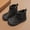 Black, variant on Kids Waterproof Leather Snow Boots, Side Zipper Fleece Lined Warm Short Ankle Cotton Boots Non Slip Winter Shoes for Boys and Girls Cold Weather Daily Wear Khaki 13(30)