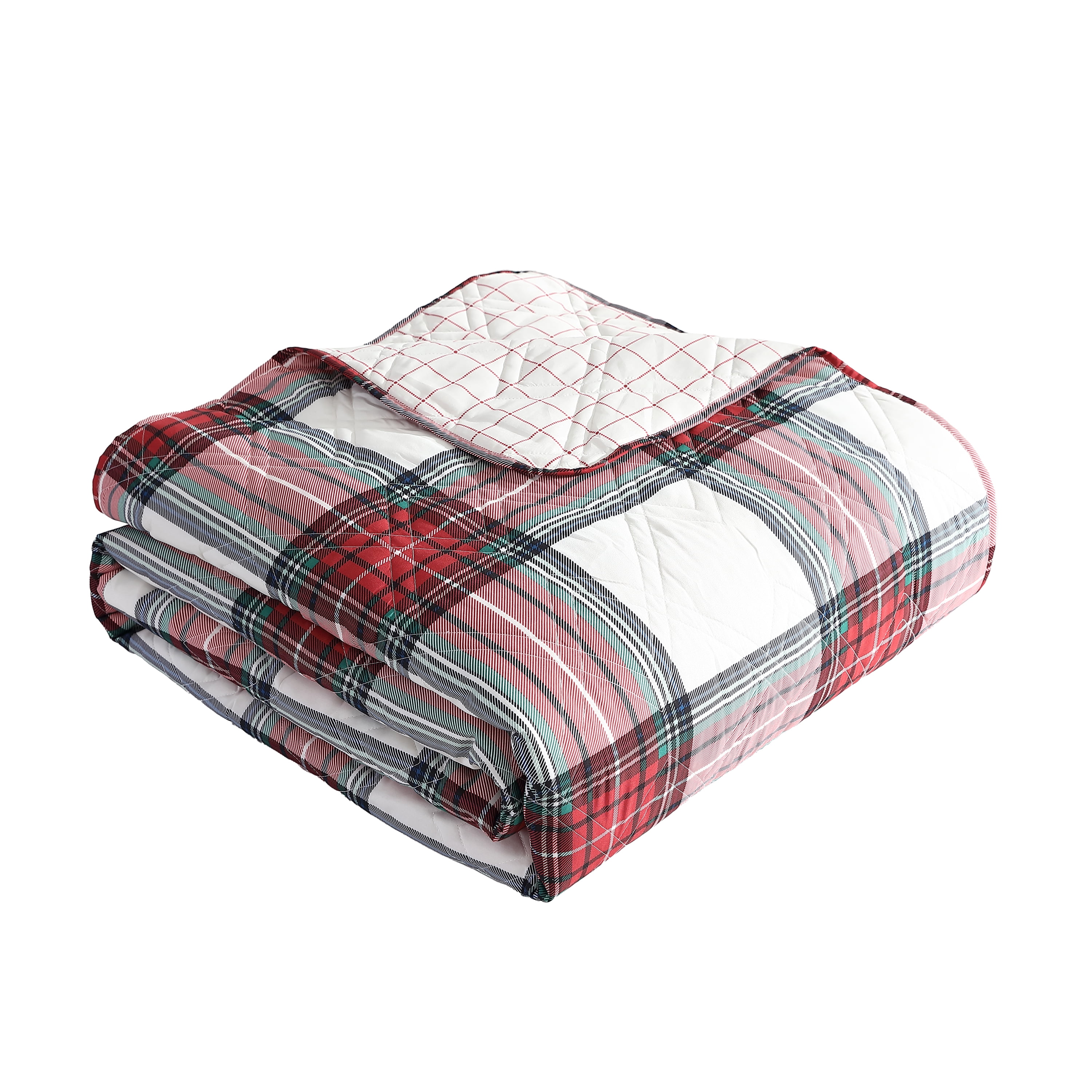 Mainstays 3-Piece Adult Quilt Set, Red Tartain Plaid, King