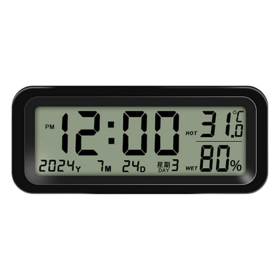 Solar Rechargeable Mini Digital Clock for Car Dashboards Displays Time, Date. I8V0