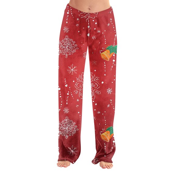 Christmas Womens Flannel Pajamas Holiday Flannel Christmas Snowflake Graphic Pajama Pants Soft Elastic Waist Fall Pj Bottoms Casual Comfy Sleep Loungewear Pants Red XS
