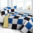 thumbnail image 1 of Elegante Azul Negro y Blanco a cuadros Adolescente Niño Ropa de Cama Full/Queen Quilt Set, 1 of 4