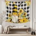 thumbnail image 5 of Yellow Sunflower Tapestry for Bedroom Wall Hanging Tapestry, Spring Summer Bee Gnomes Black Plaid Ceiling Backdrop Tapestries Poster Blanket Wall Decor for Teens Room Living Room Dorm 59" x 79", 5 of 8