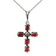 thumbnail image 4 of Galaxy Gold GG 14K White Gold 1.75 Carat Natural Diamonds and Ruby Cross Pendant Necklace - July Birthstone - Passion & Protection - 16" to 24" - Fine Jewelry for Women, 4 of 5